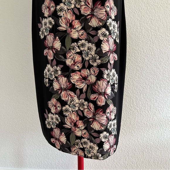 White House Black Market Floral Midi Dress - Black and Pink - Picture 5 of 13
